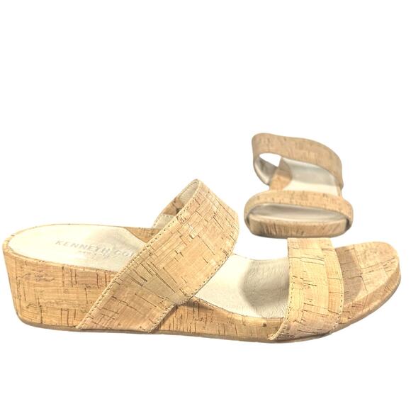Kenneth Cole Natural Cork Wedge Slide Sandals Size 8 Comfort Casual Summer - Picture 1 of 9